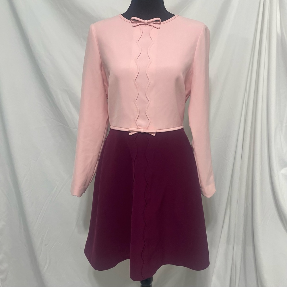 Ted Baker Scalloped Bow-detail A-line Dress Dusty Pink. With tags. Pockets.
